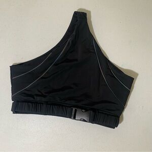 I Heart Raves Asymmetrical Bra Buckled Crop Top, Size S, Black